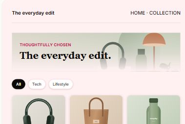 Boutique store theme preview with soft pink colors and serif headings