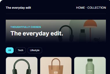 Midnight store theme preview with a dark background and bright cyan accents